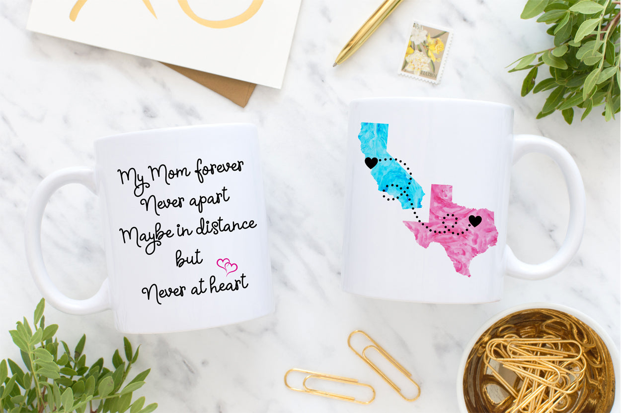 Sisters Long Distance Quotes Personalized State Colors Coffee Mug, Cus -  PersonalFury